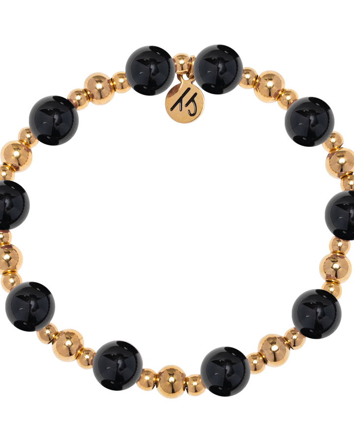 Gold Day by Day Collection- Onyx Gemstone Bracelet