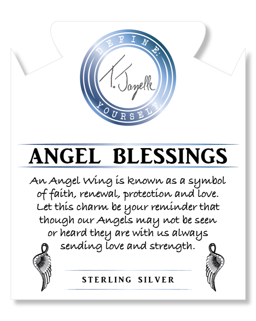 Green Angelite Gemstone Bracelet with Angel Blessings Sterling Silver Charm