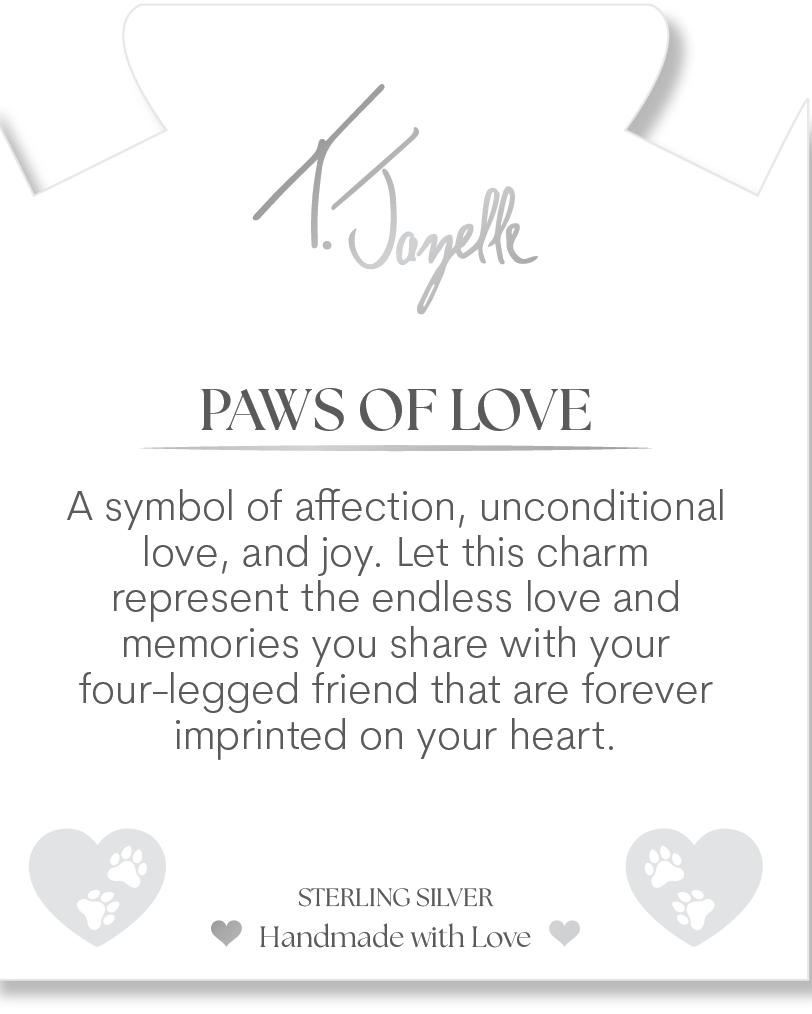 Australian Agate Gemstone Bracelet with Paws of Love Sterling Silver Charm