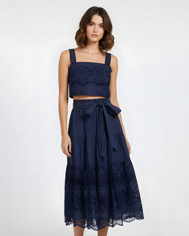 Jenni Skirt In Navy Calypso Eyelet