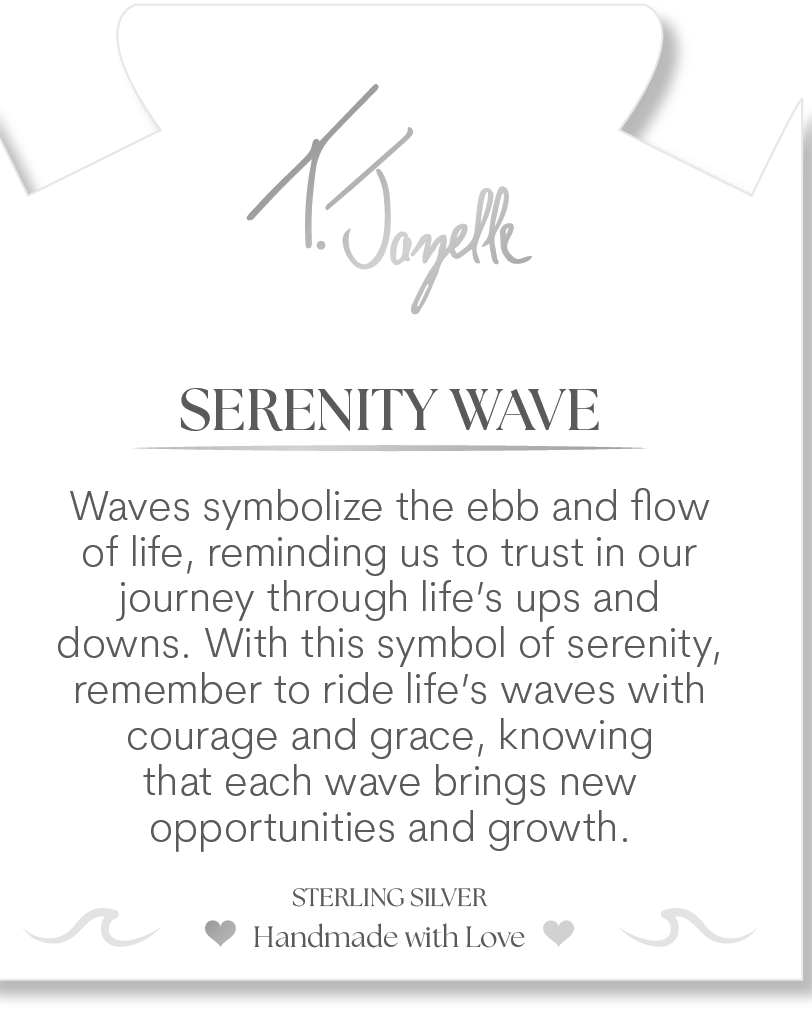 Blue Aquamarine Gemstone Bracelet with Serenity Wave Sterling Silver Charm