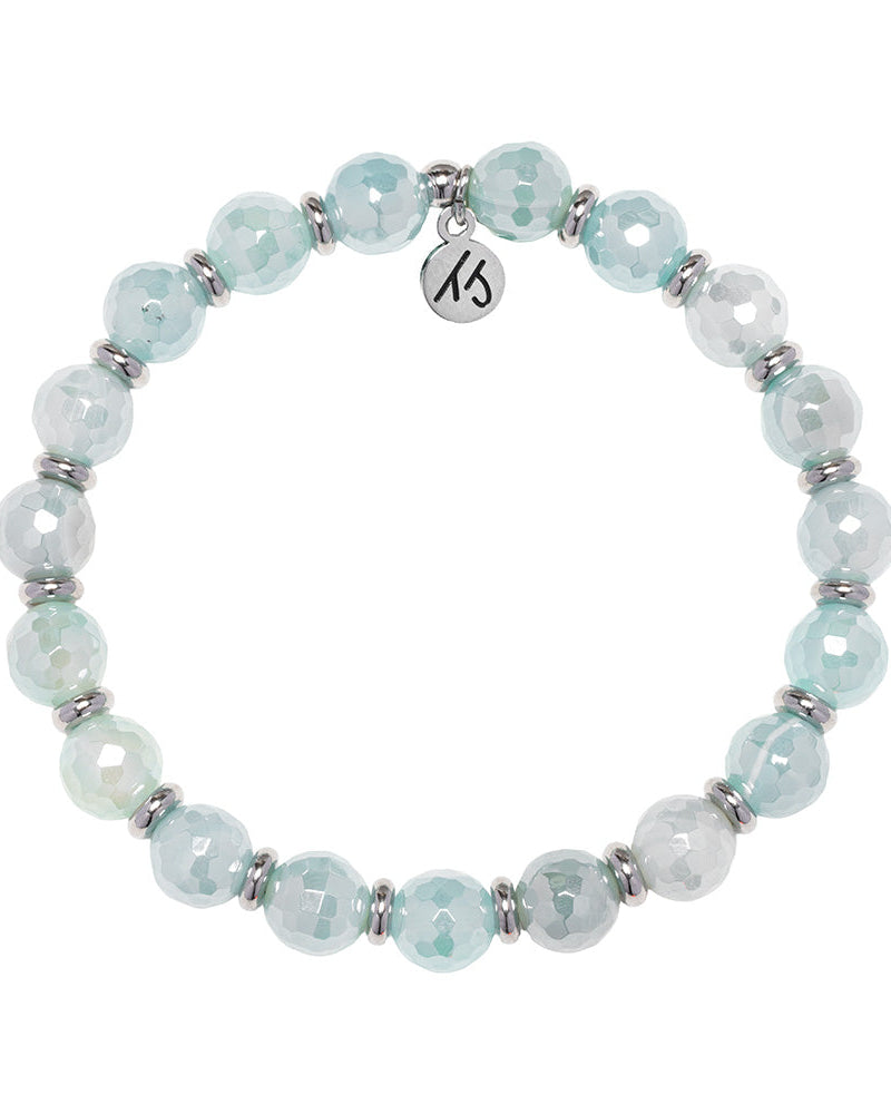 Silver Empowered Elegance Collection- Aqua Agate Gemstone Bracelet