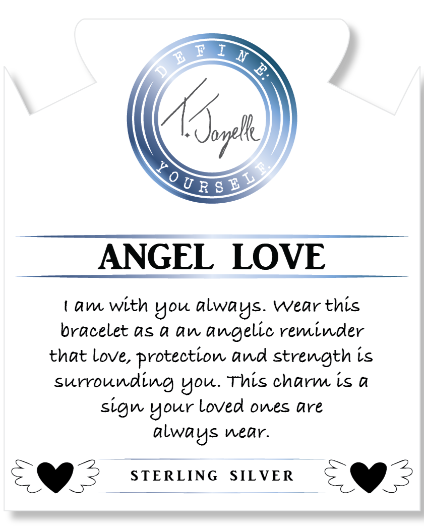 Sky Blue Jade Gemstone Bracelet with Angel Love Sterling Silver Charm