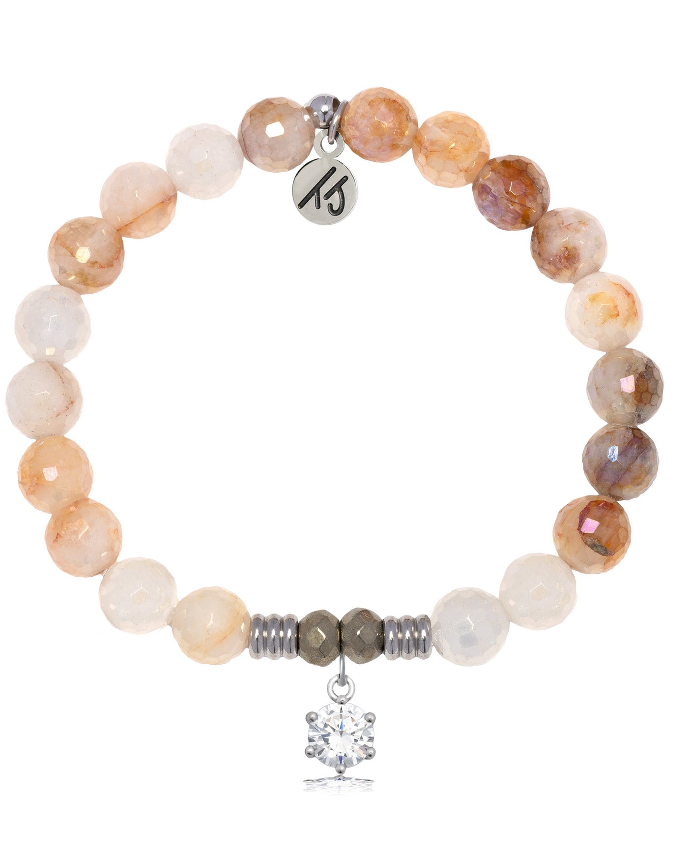 Sunset Quartz Gemstone Bracelet with Shine Like A Diamond Sterling Silver Charm