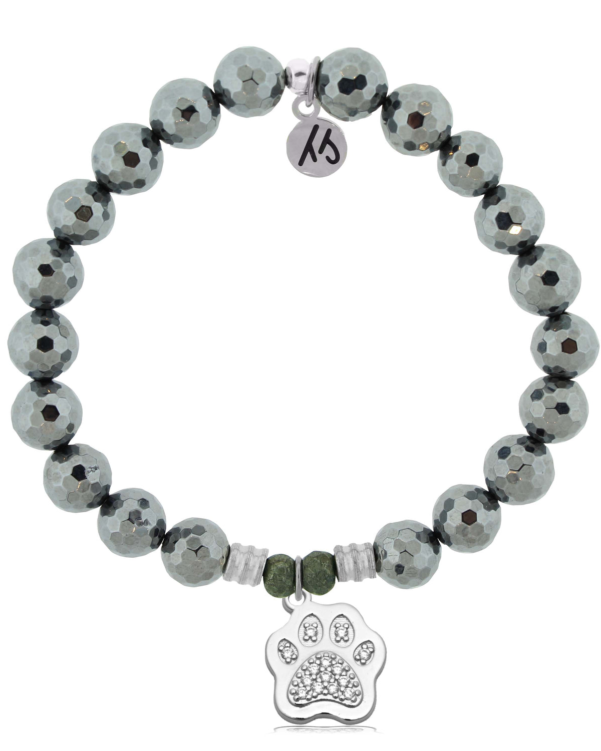 Terahertz Gemstone Bracelet with Paw CZ Sterling Silver Charm