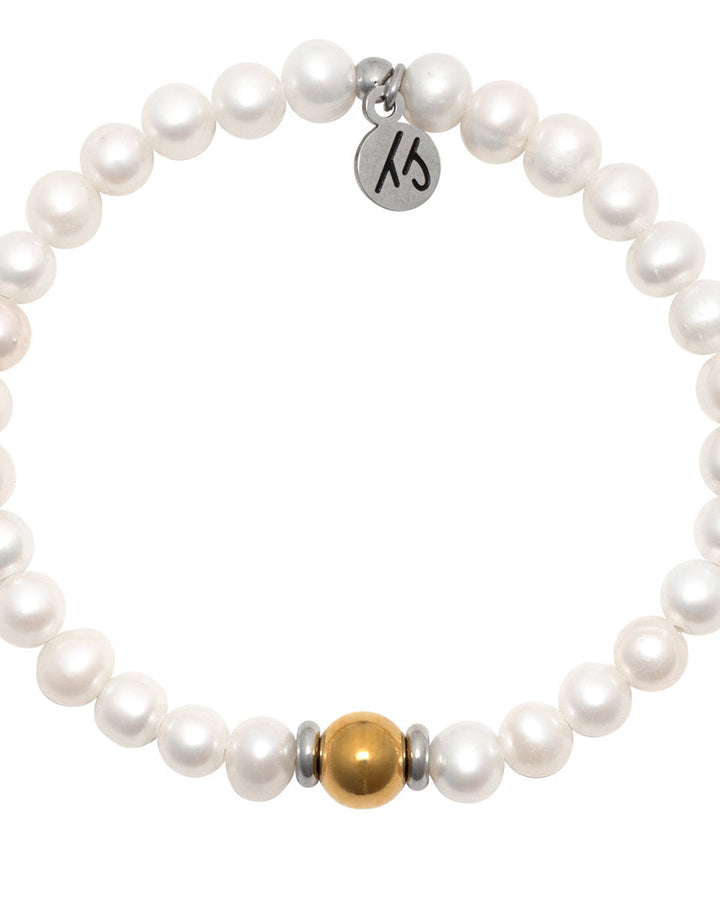 The Cape Bracelet- Pearl with Gold Ball
