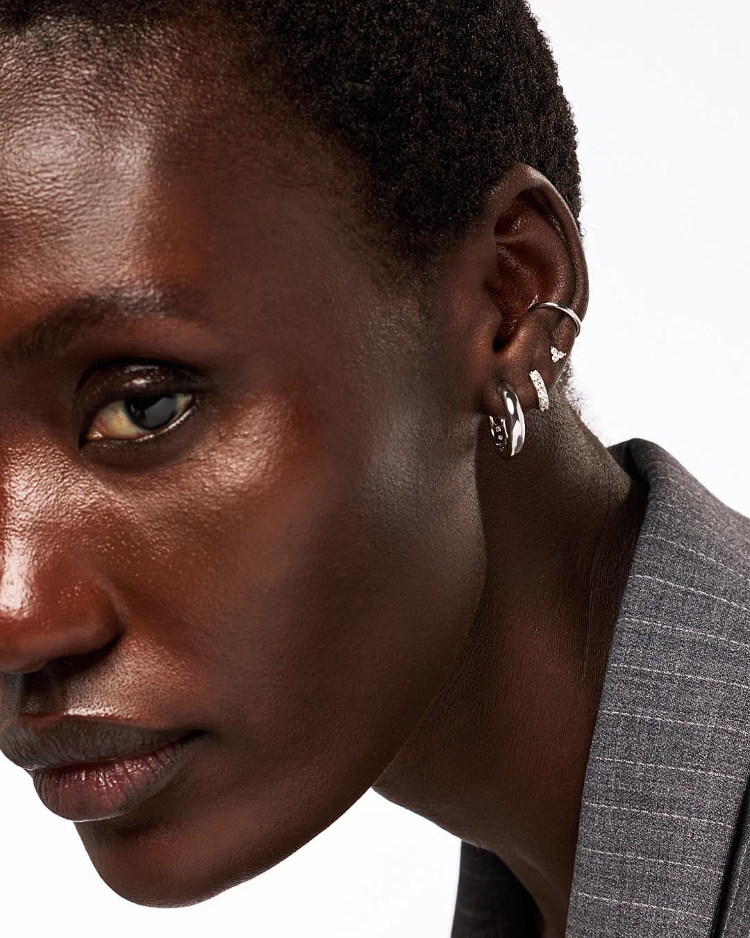 Silver Hoop Earrings - Giulia Medium Silver