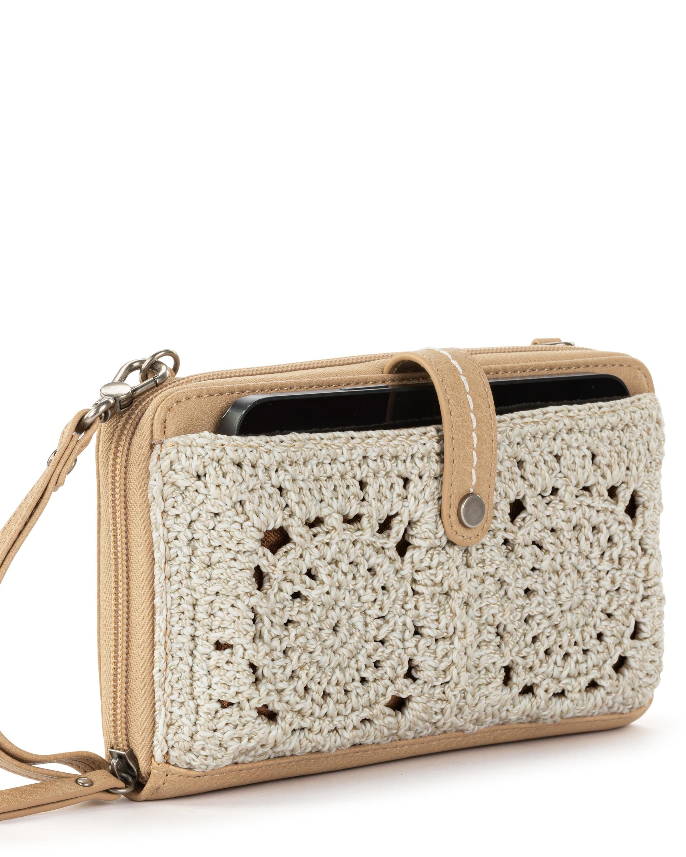 Iris Smartphone Wallet - Hand Crochet - Natural Medallion | Boston