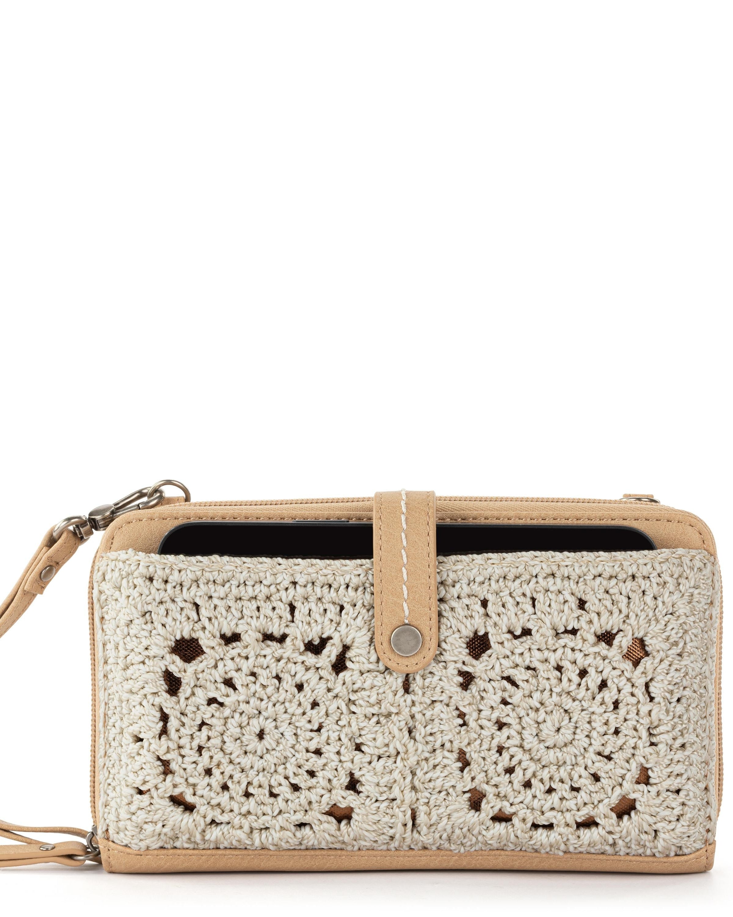 Iris Smartphone Wallet - Hand Crochet - Natural Medallion | Boston