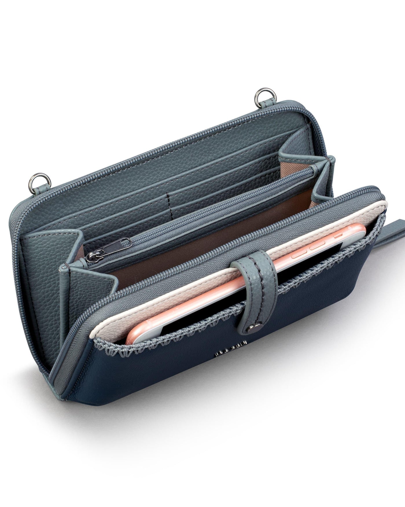 Iris Smartphone Wallet - Leather - Dusty Blue Block
