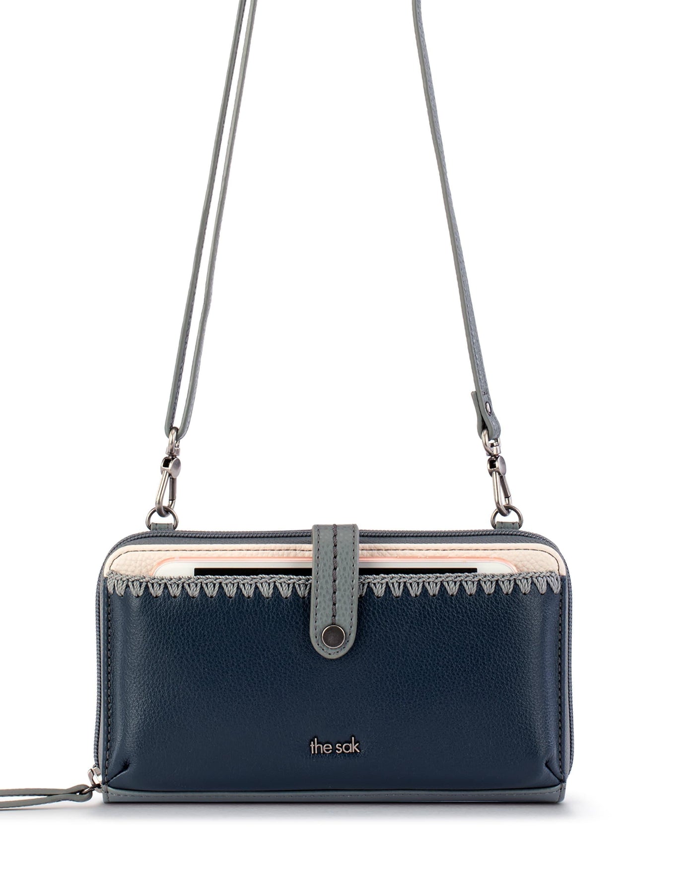 Iris Smartphone Wallet - Leather - Dusty Blue Block