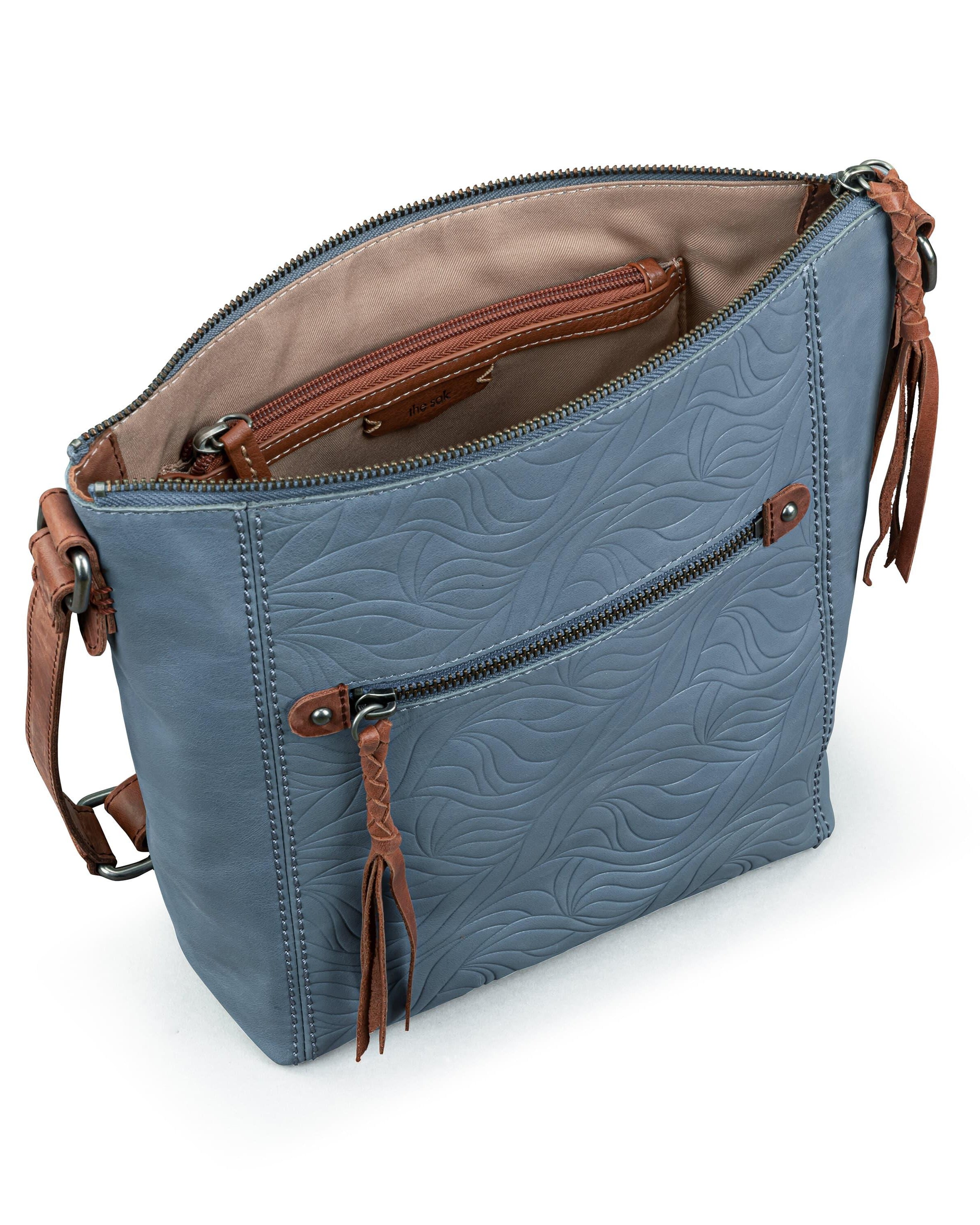 Ashland Crossbody - Leather - Maritime Wave Embossed | Boston Proper