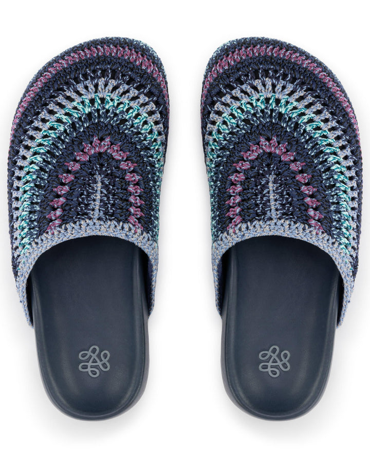 Bolinas Clog - Hand Crochet - Lapis Stripe