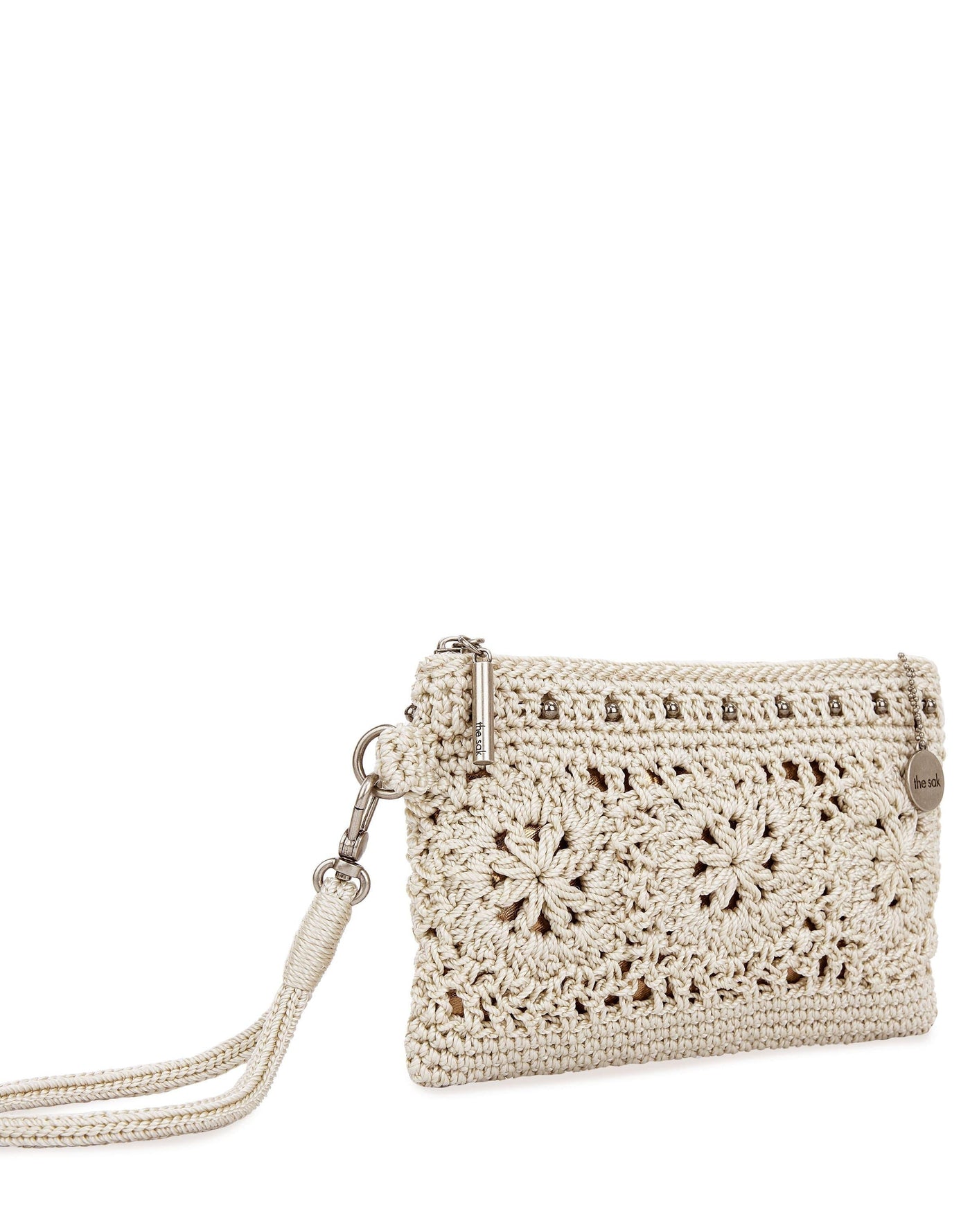 Vita Wristlet - Hand Crochet - Natural Medallion