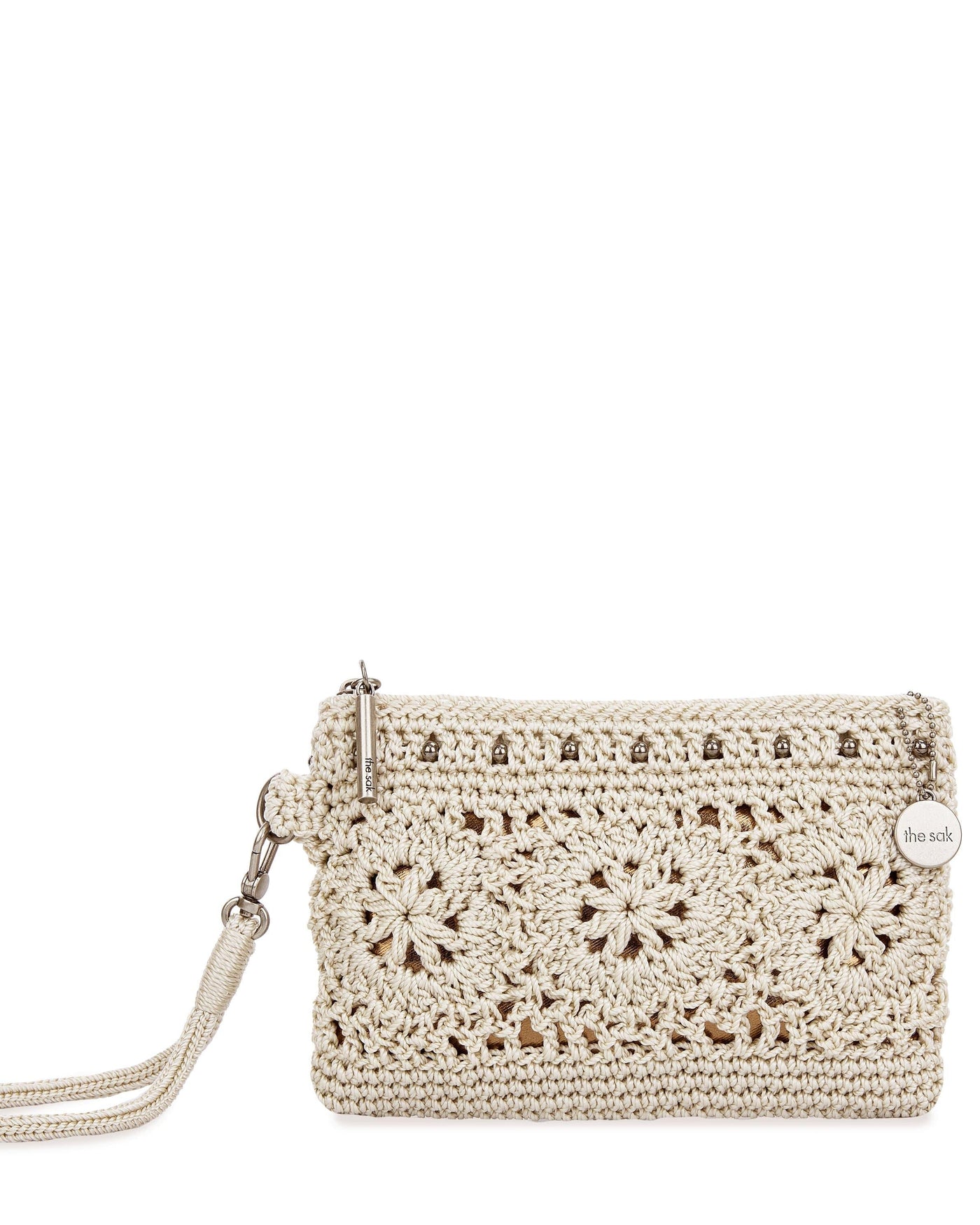 Vita Wristlet - Hand Crochet - Natural Medallion