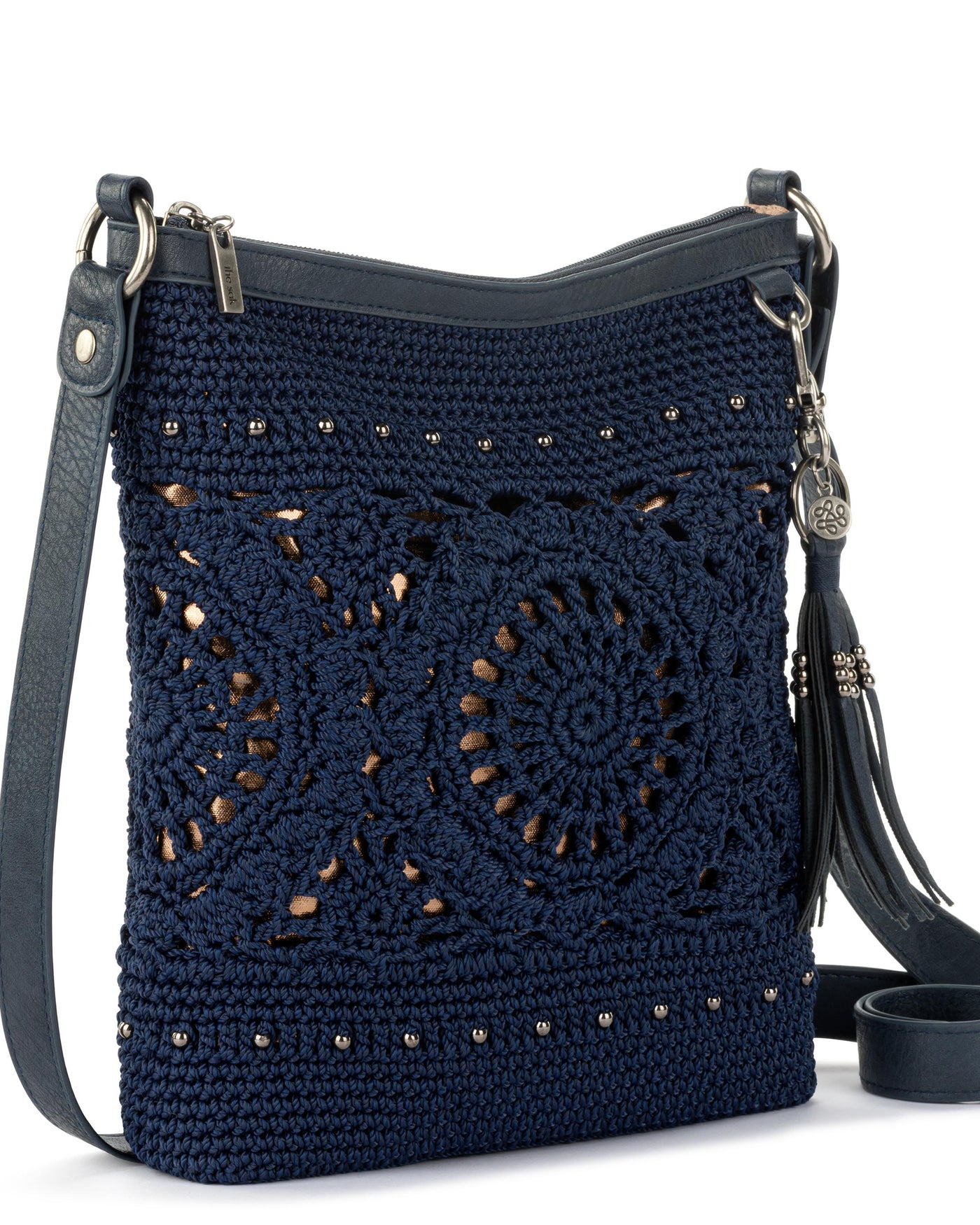 Lucia Crossbody - Hand Crochet - Denim Medallion