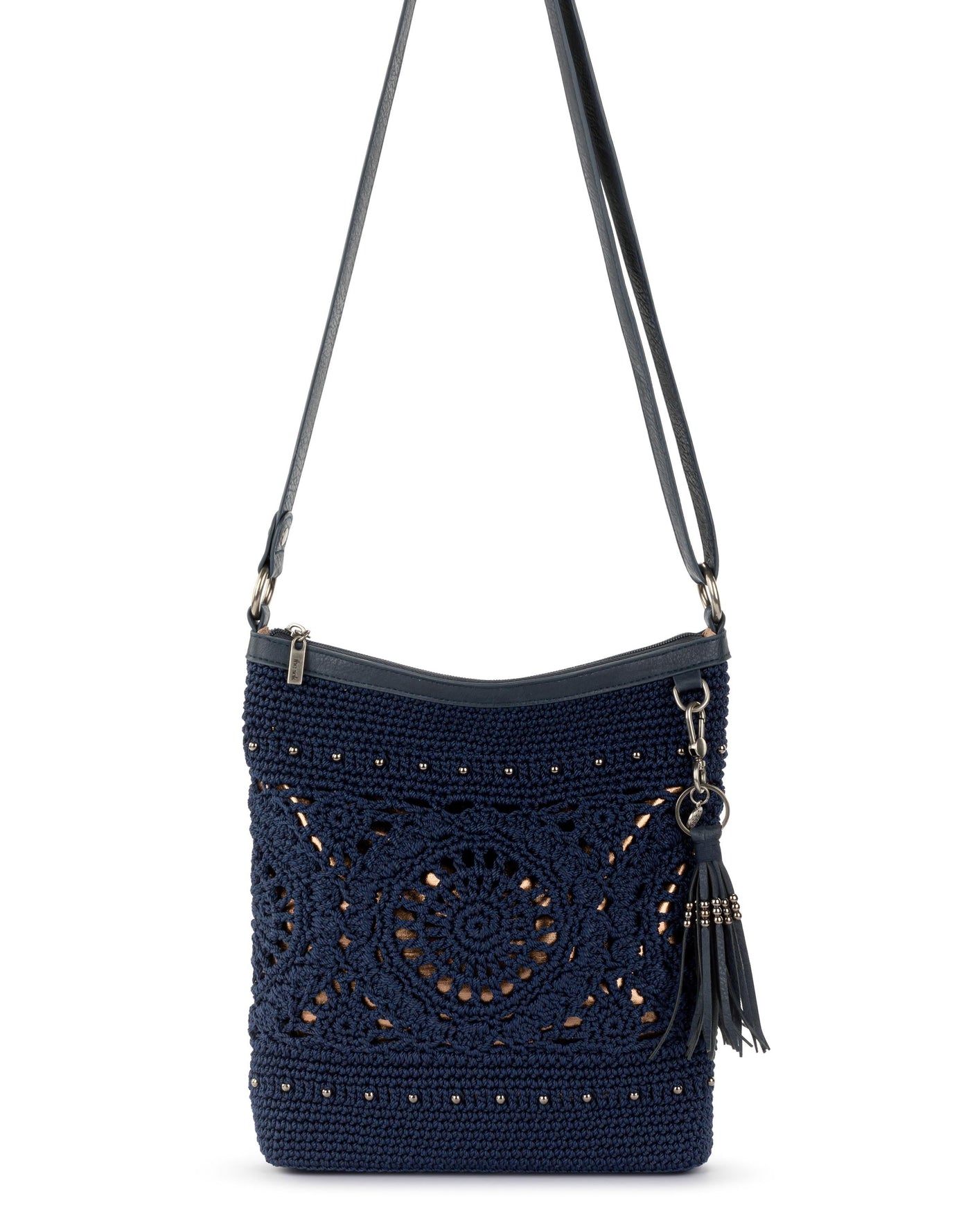 Lucia Crossbody - Hand Crochet - Denim Medallion