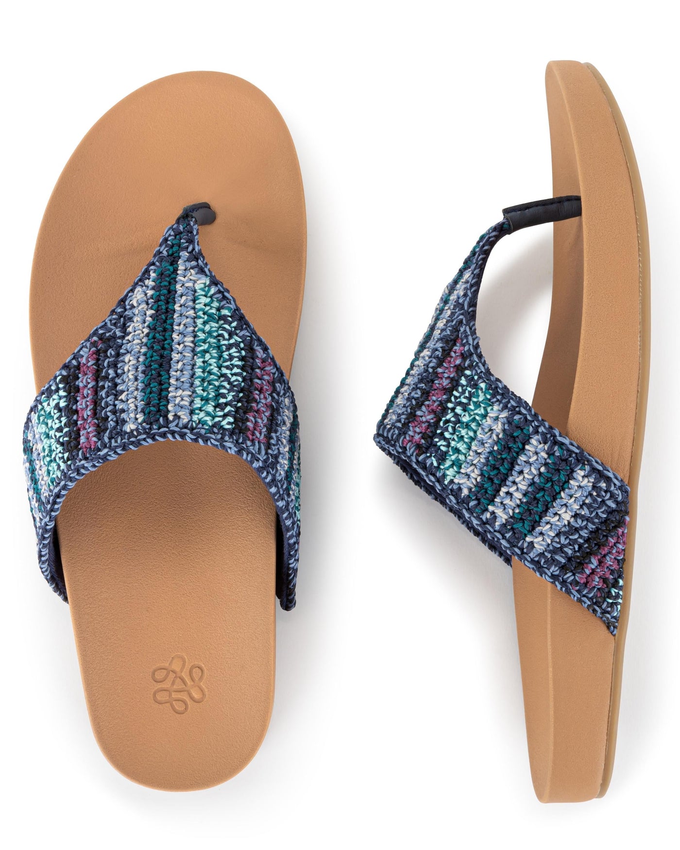 Everly Sandal - Hand Crochet - Lapis Stripe
