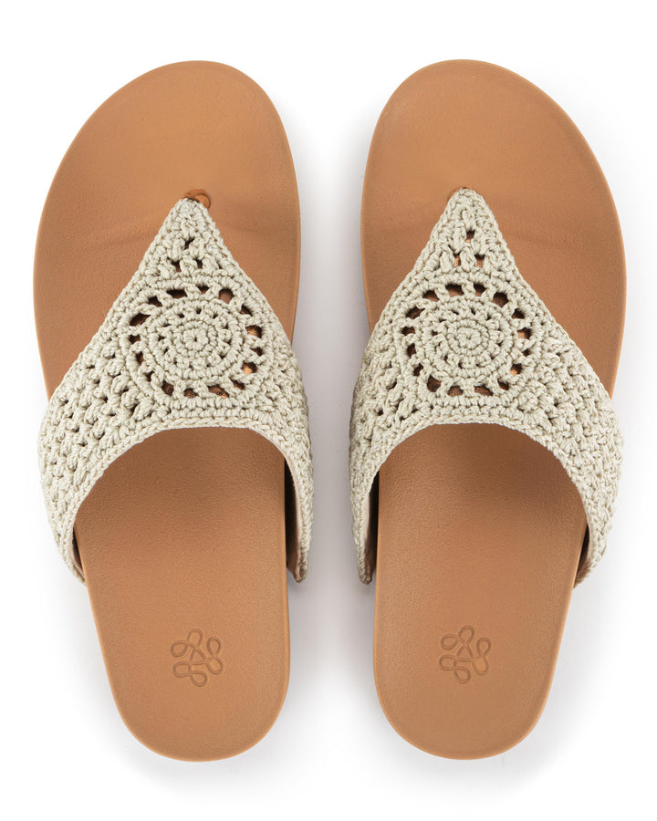 Everly Sandal - Hand Crochet - Natural Medallion