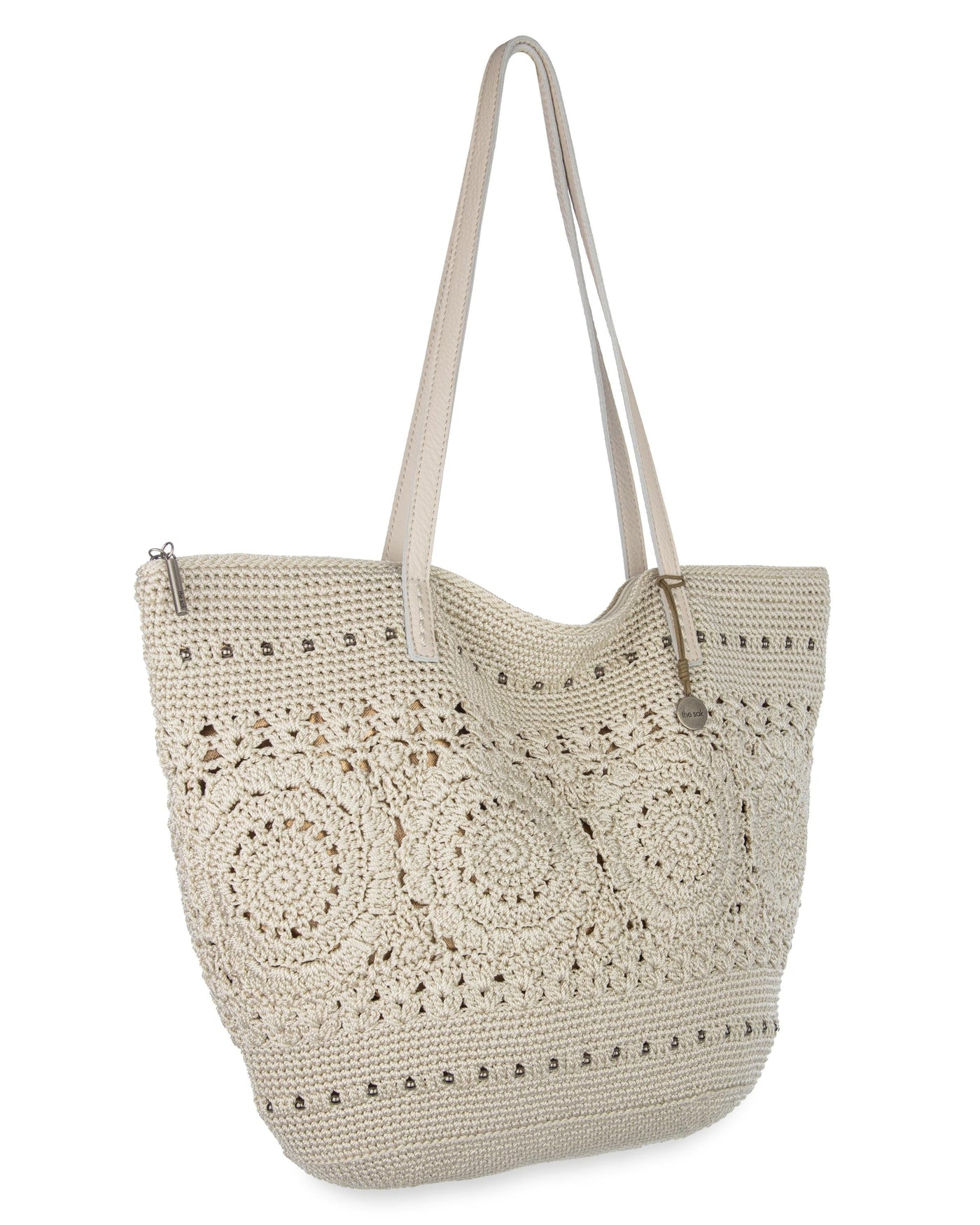 Faye Large Tote - Hand Crochet - Natural Medallion