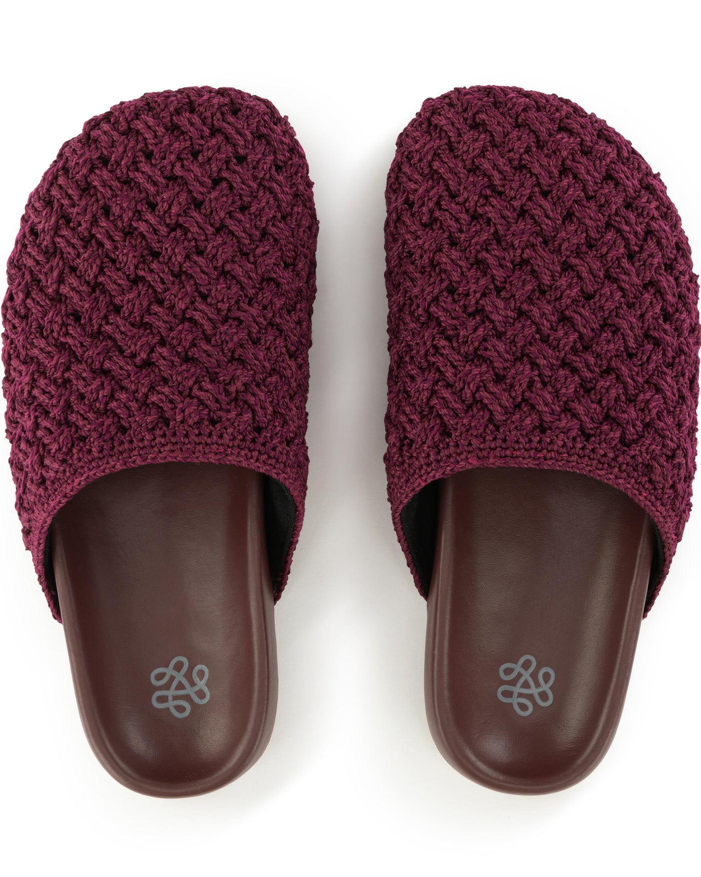 Bolinas Clog - Hand Crochet - Black Cherry Cozy Weave