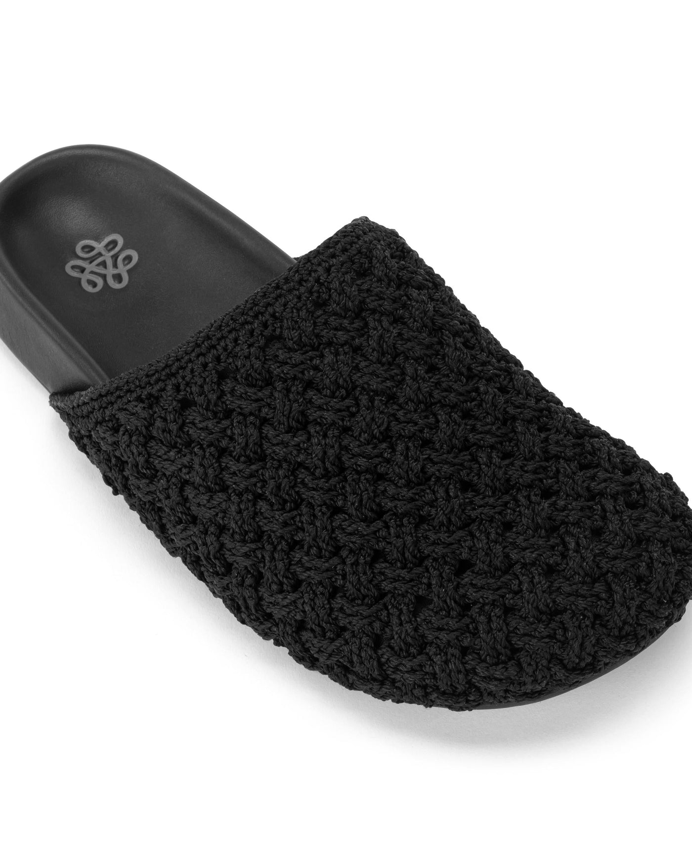 Bolinas Clog - Hand Crochet - Black Cozy Weave