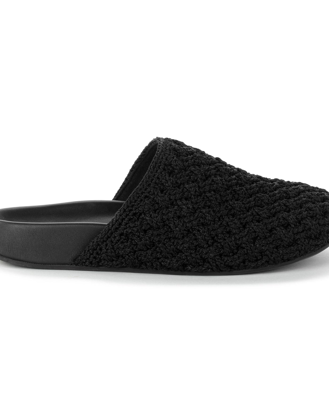 Bolinas Clog - Hand Crochet - Black Cozy Weave