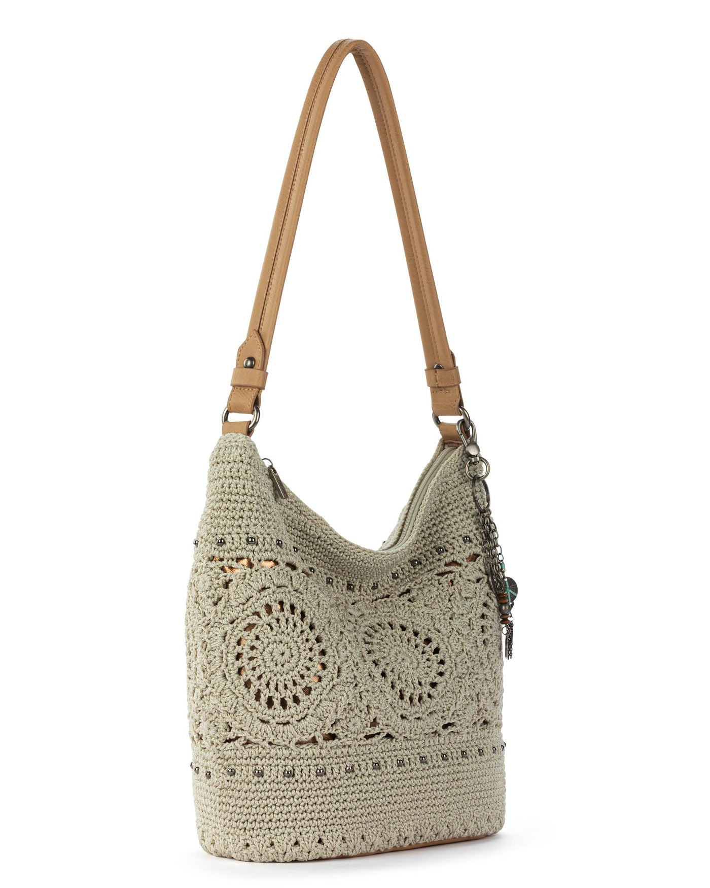 Sequoia Hobo - Hand Crochet - Natural Grey Medallion