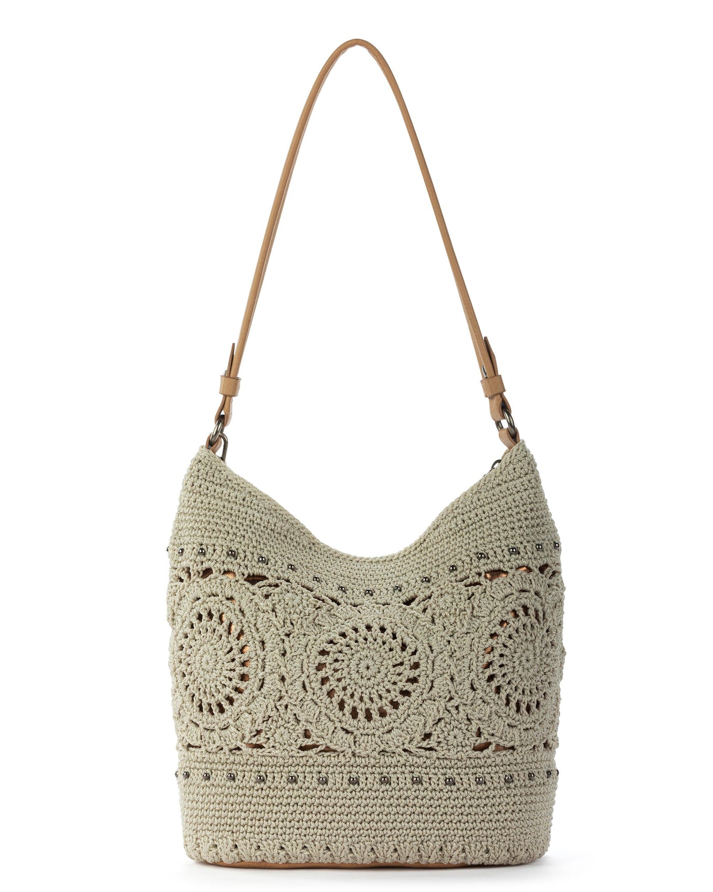 Sequoia Hobo - Hand Crochet - Natural Grey Medallion