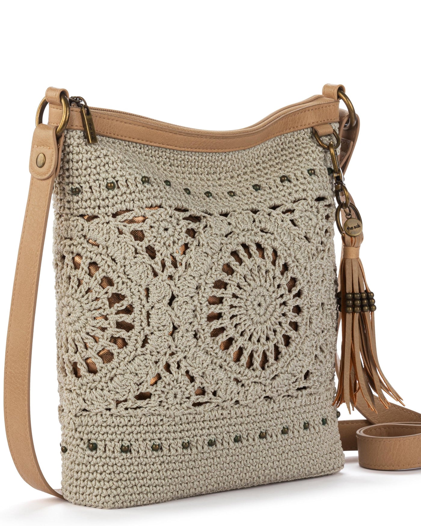 Lucia Crossbody - Hand Crochet - Natural Grey Medallion
