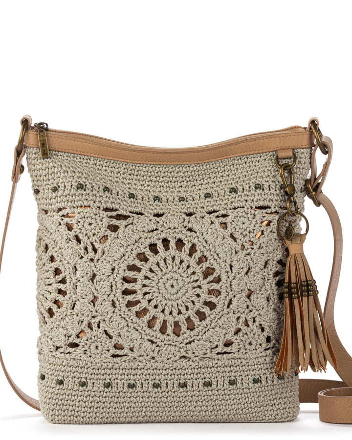 Lucia Crossbody - Hand Crochet - Natural Grey Medallion
