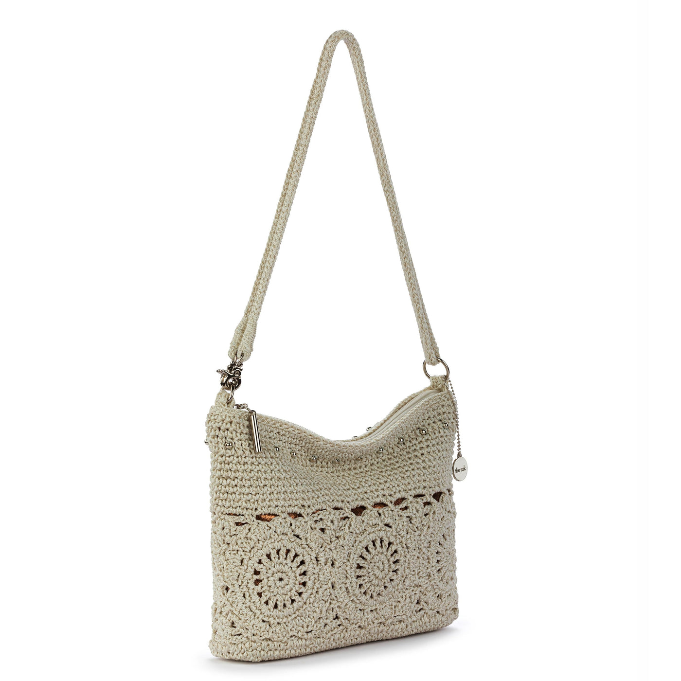 Lumi Crossbody - Hand Crochet - Natural Grey Medallion