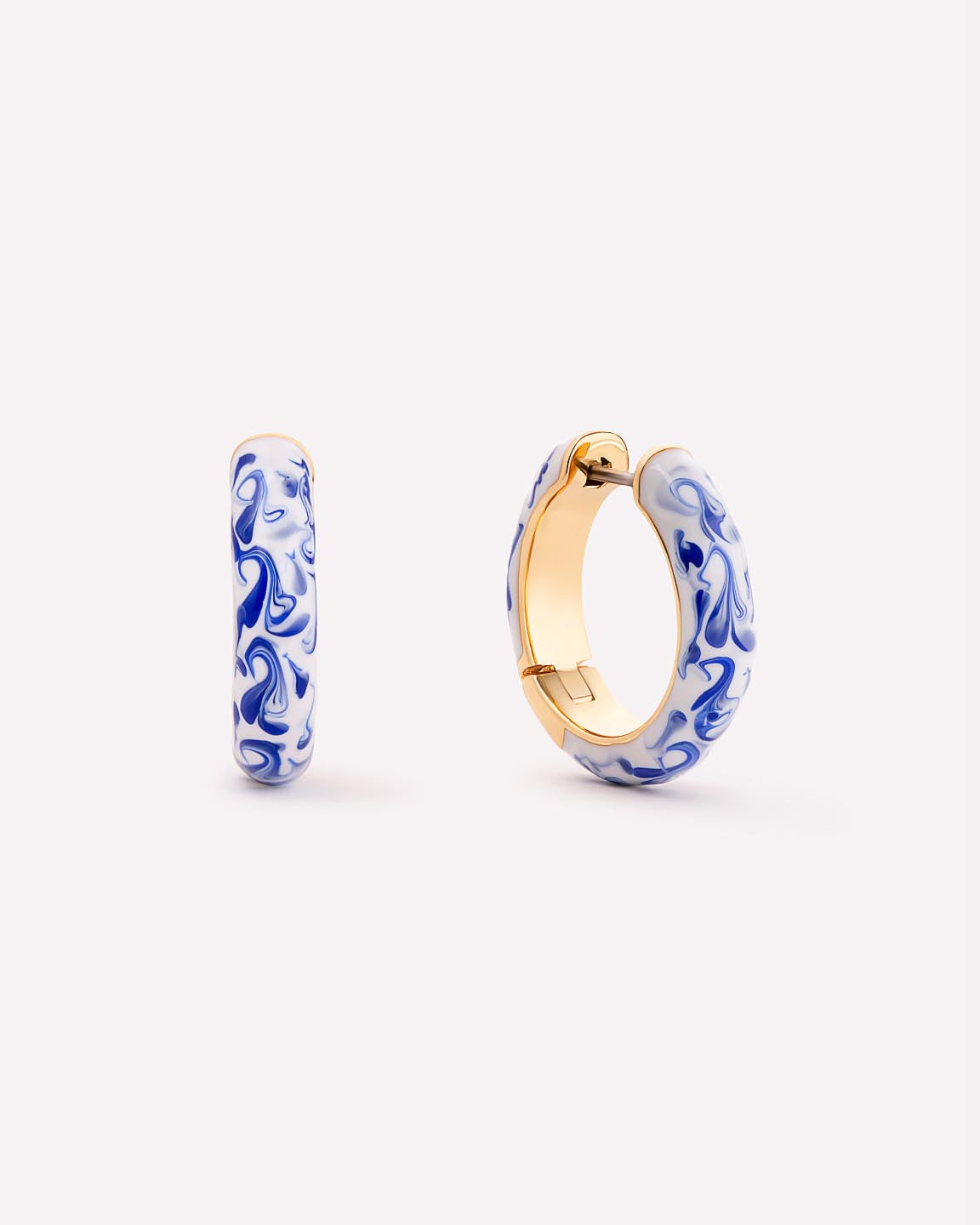 Hoop Earrings - Giulia Medium Marble Blue