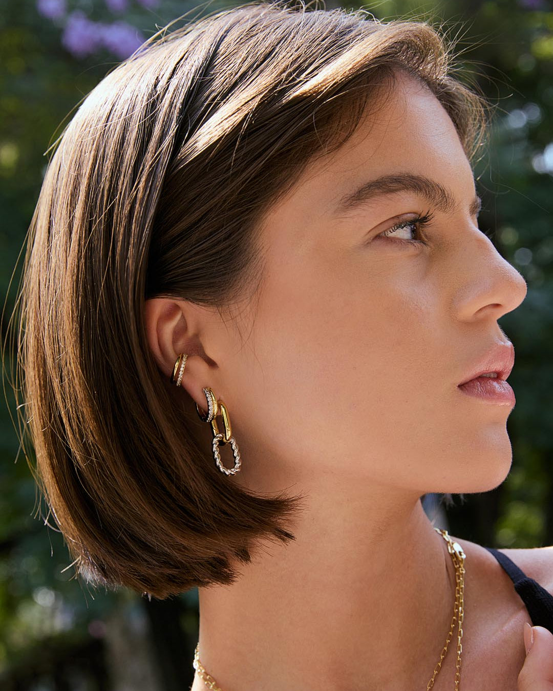 Double Hoop Earrings - Ash Double Two Tone
