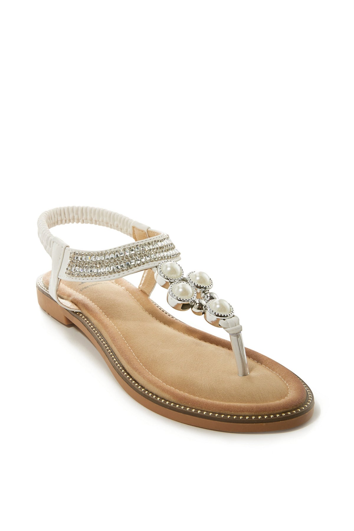 Pearl Back Strap Sandal White Multi