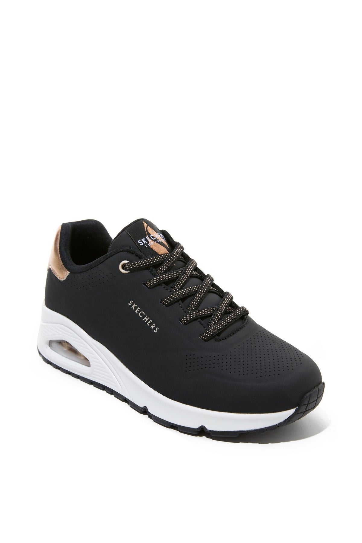 Metallic Tri-Lace-Up Slip-On Sneaker Black