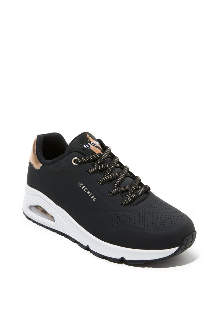 Metallic Tri-Lace-Up Slip-On Sneaker Black