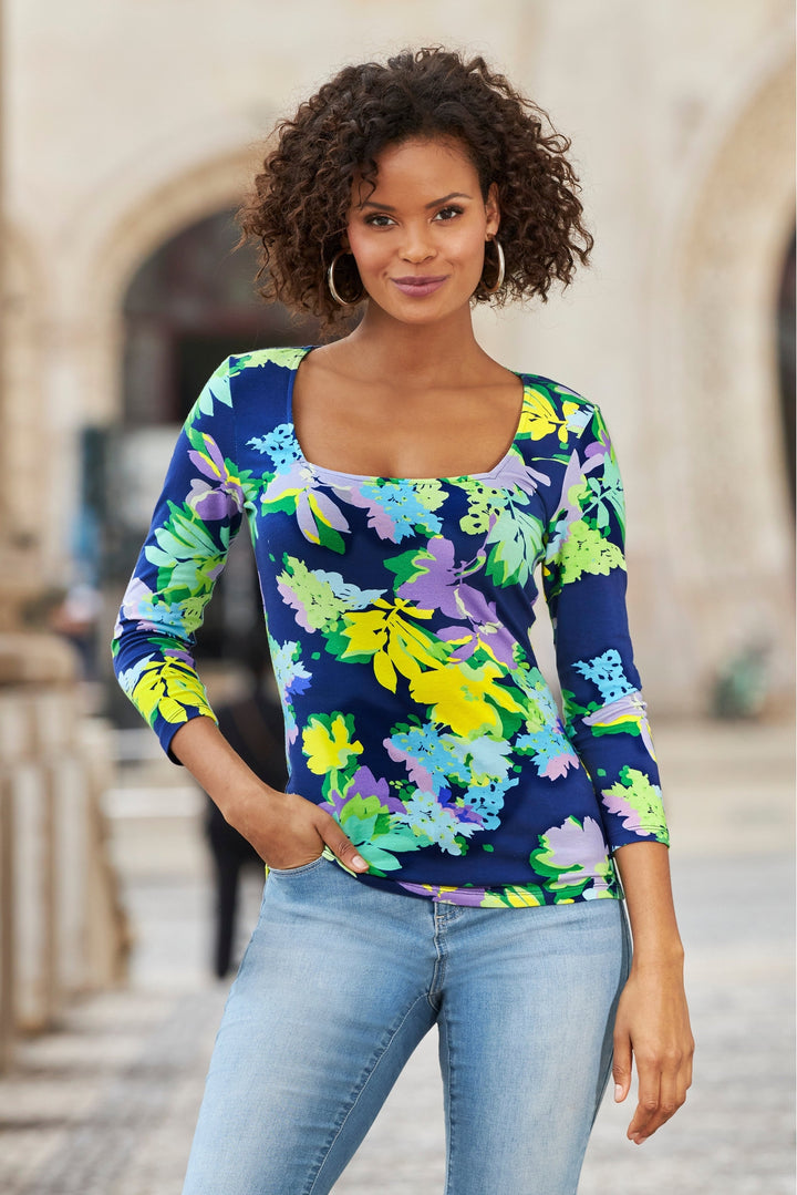 So Sexy Silhouette Lilys Square Neck Navy Multi