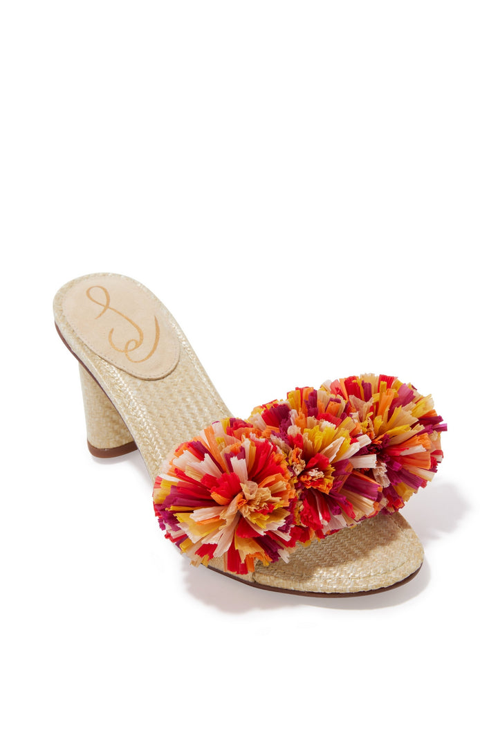 Multi Pom Pom Block Heel Multi