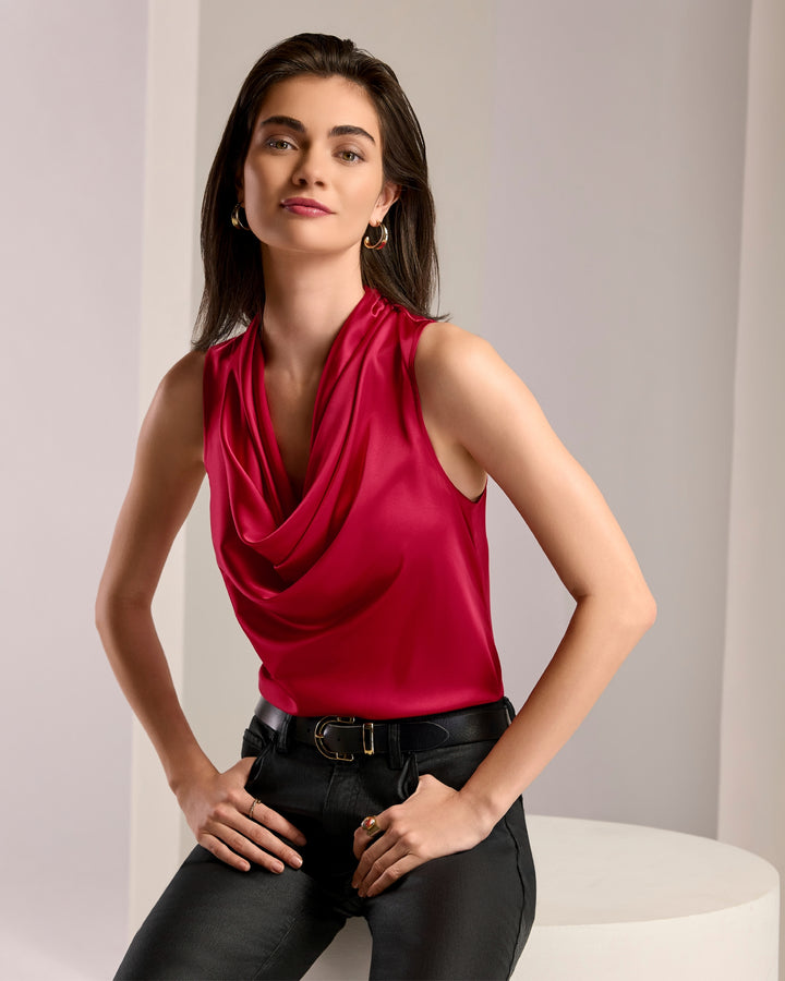 Marilyn Cowl-Neck Charmeuse Blouse French Kiss