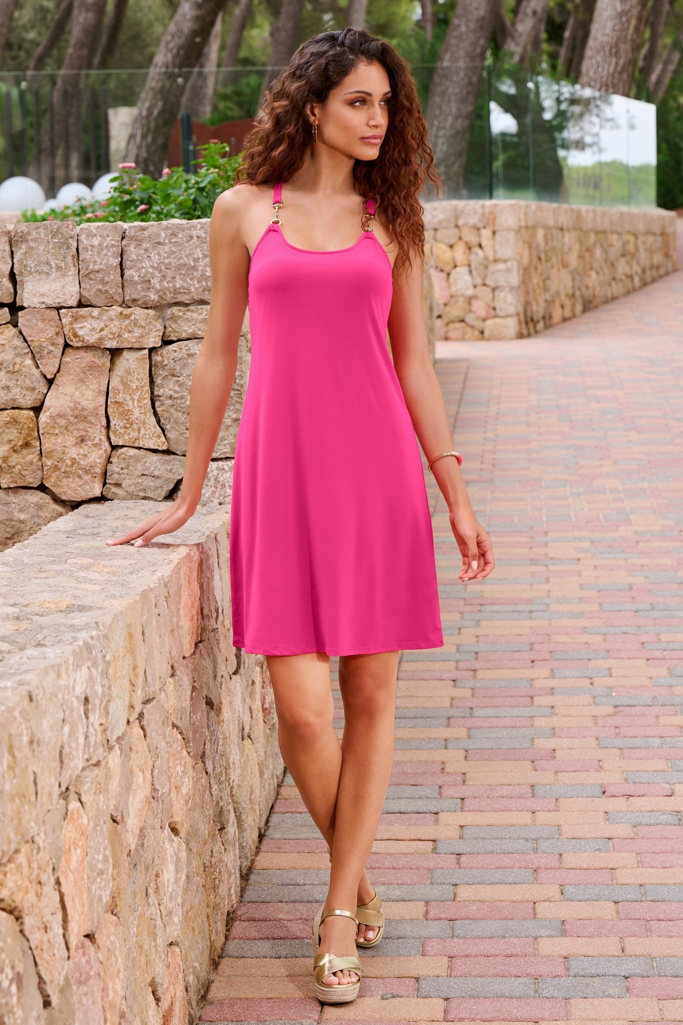 Hardware Sleeveless Tank Dress Blossom