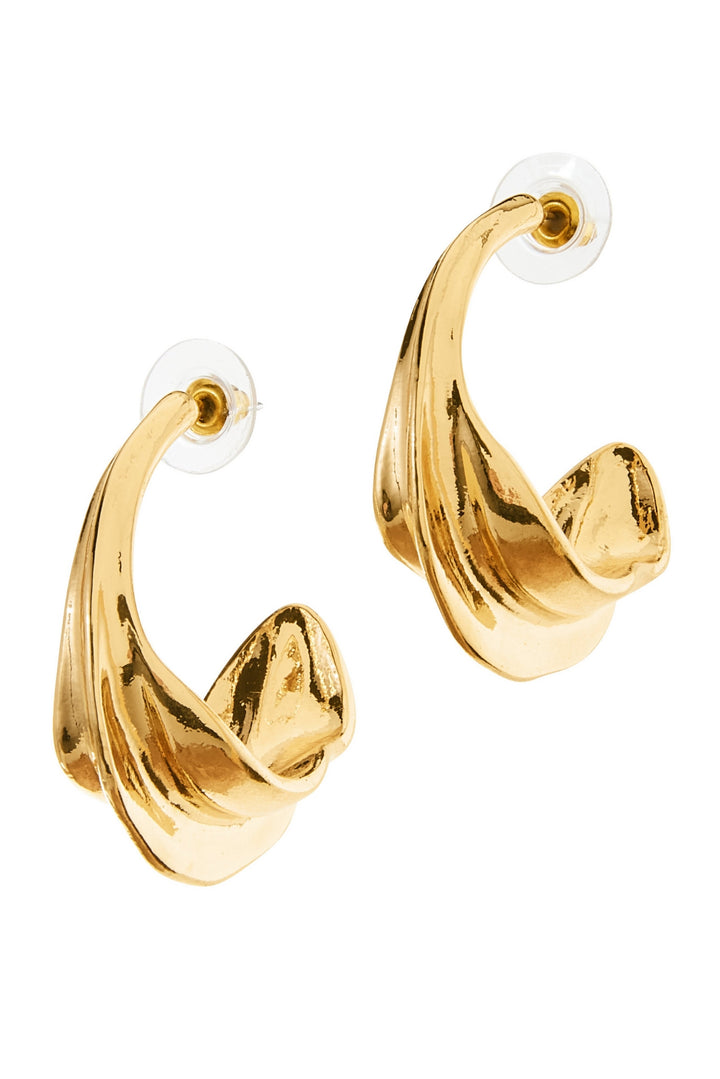 Hammered Metal Hoop Earrings Gold