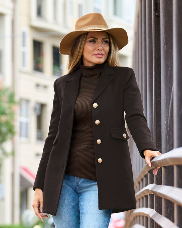 Classic Tailored Coat Chocolate Brown