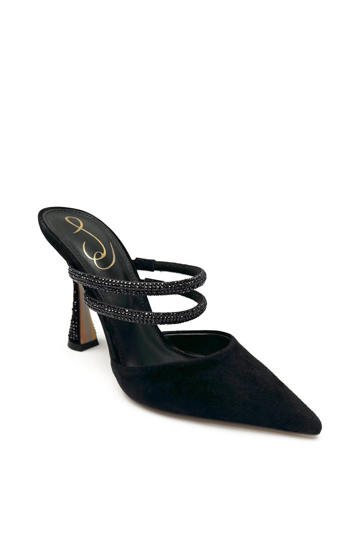 Pointed Toe Embellished Heel Black
