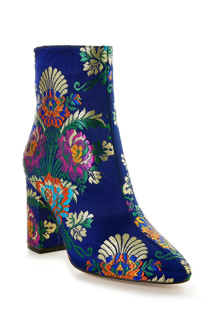 Jacquard Heeled Bootie Blue Multi