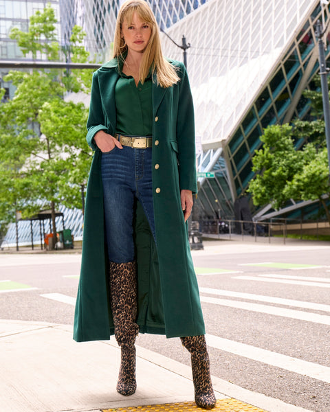 Full Length Classic Tailored Coat Deep Emerald | Boston Proper