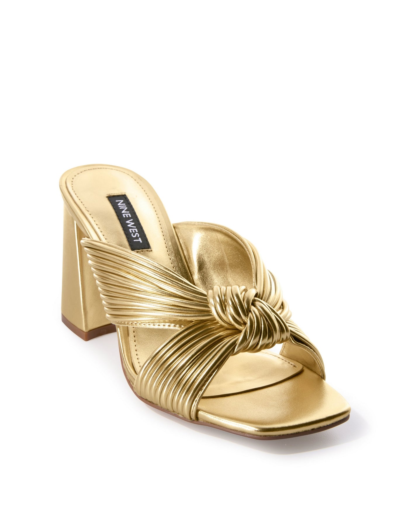 Knotted Block Heel Sandal Gold