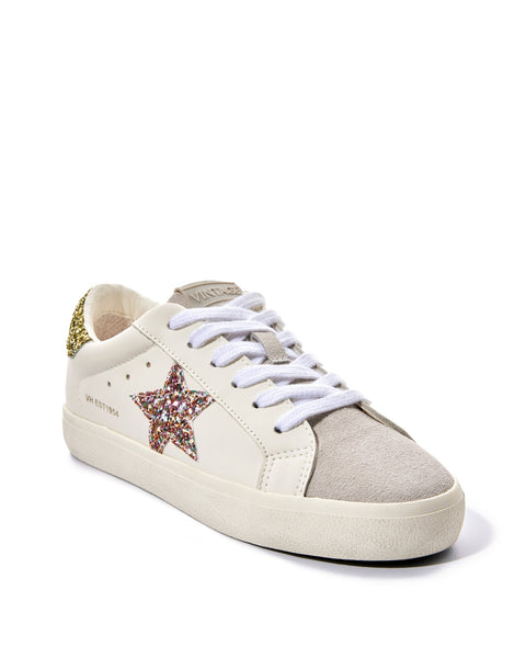 Multi Glitter Star Sneaker - White Multicolor | Boston Proper