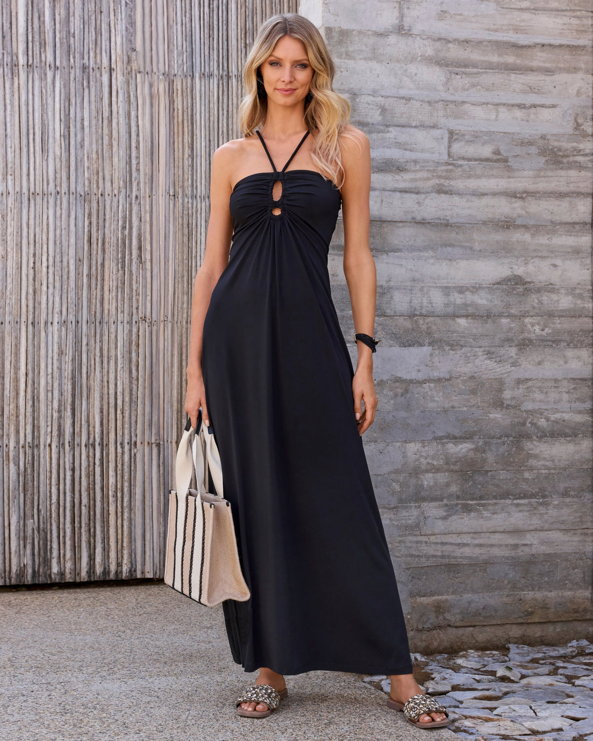 Keyhole Halter Maxi Dress