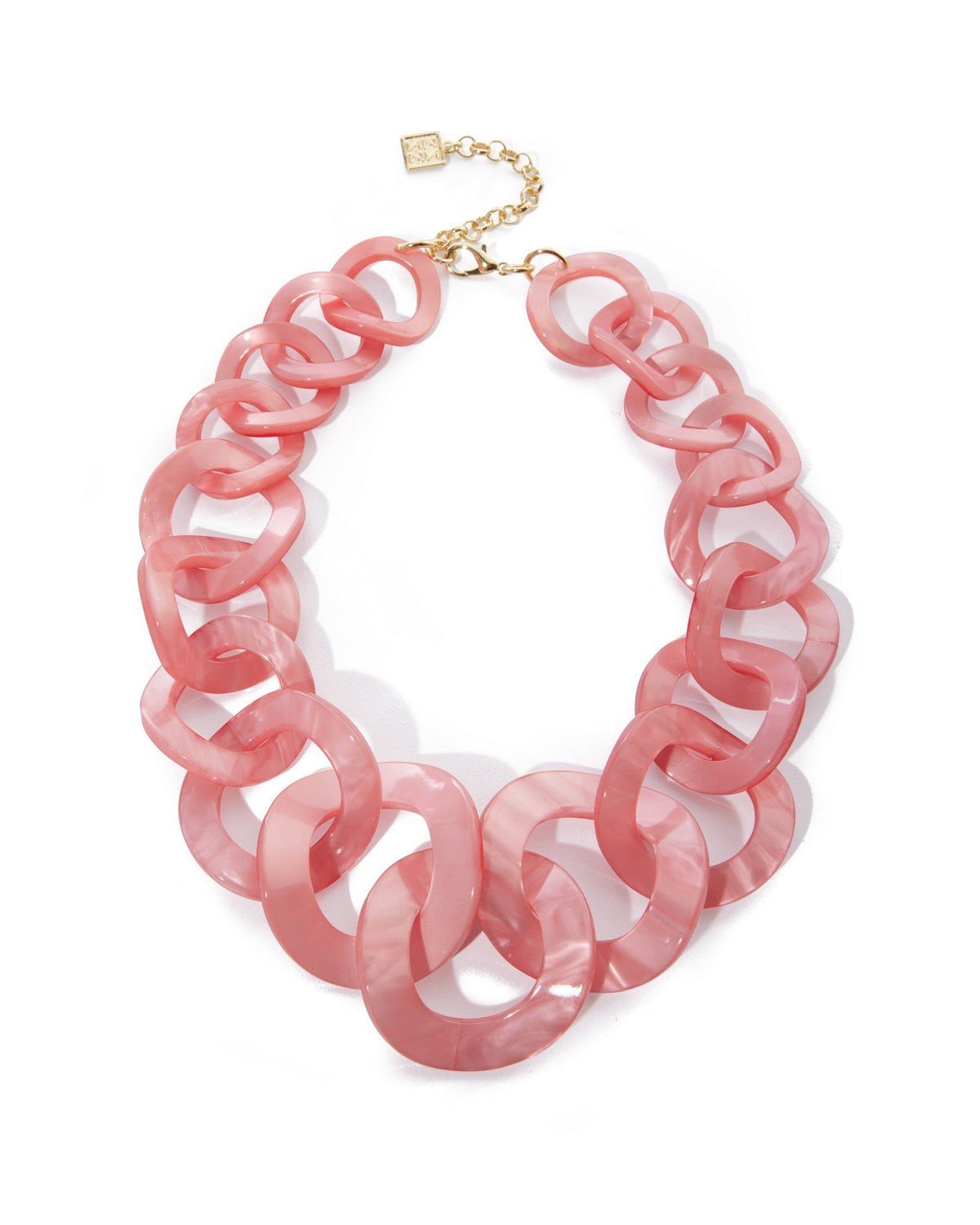 Glistening Resin Link Collar Necklace Pink